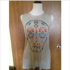 Zara Trafulac Sleeveless Tank Skull Detail SZ M